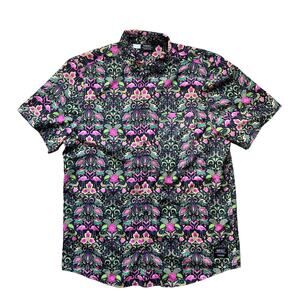 WESC “Flamingo Go Wild” Short Sleeve Button-Up Shirt Size M Festival Y2KStyle